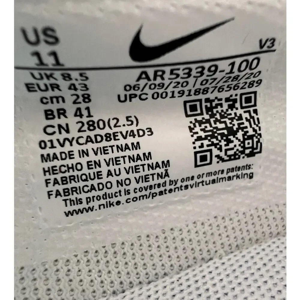 Nike Air Force 1 AF1 Sage Low Women's Shoes AR5339 100 White Size 11.